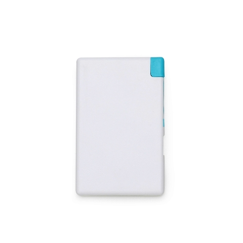 Power Bank Branco e Azul em Formato de Cartão